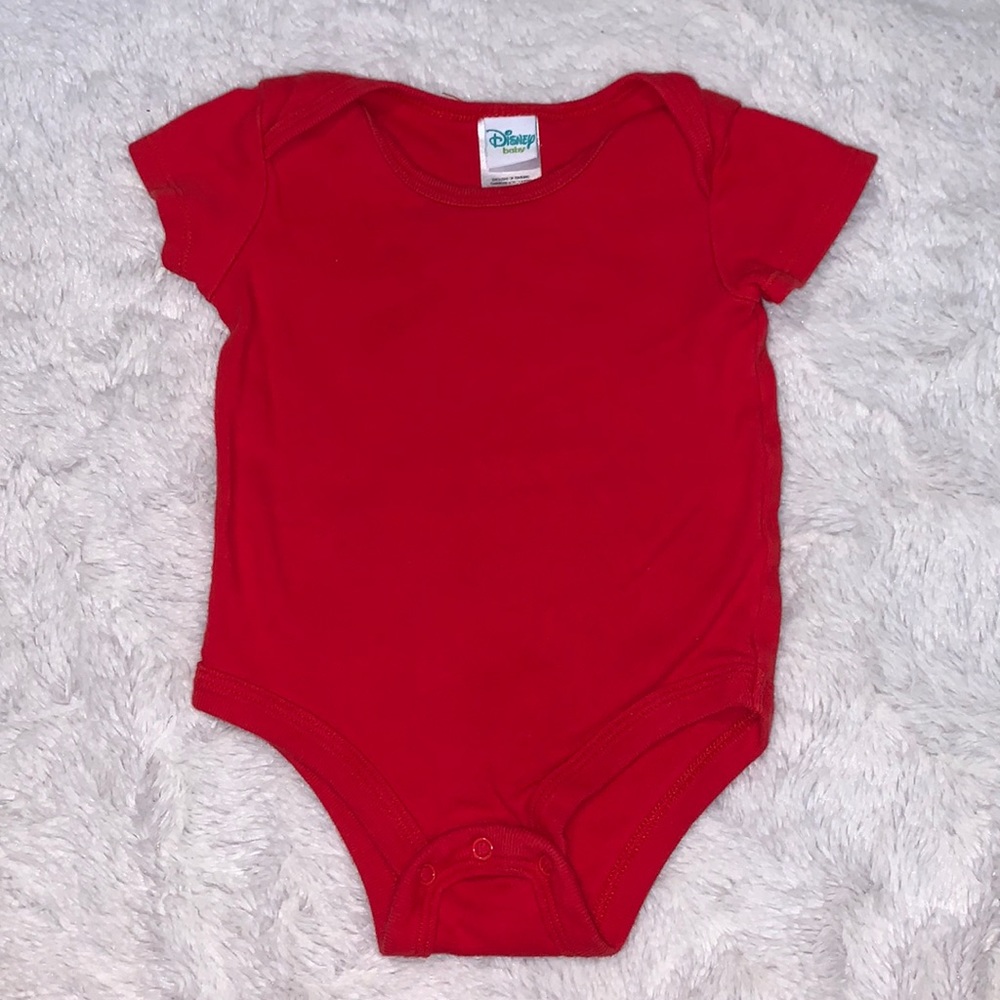 (3 for $10) Disney 6 month plain red gender neutral bodysuit